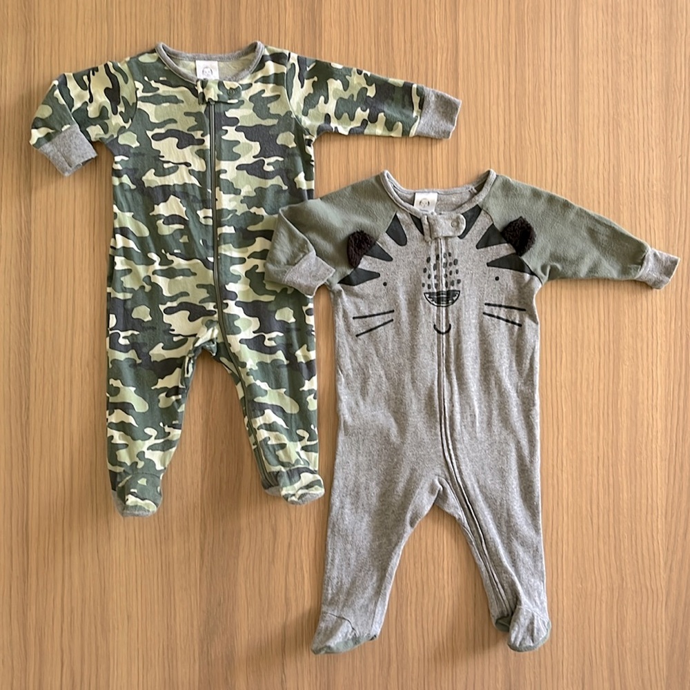 Gerber, 2-pack sleep & play, tiger theme, 0-3 months
